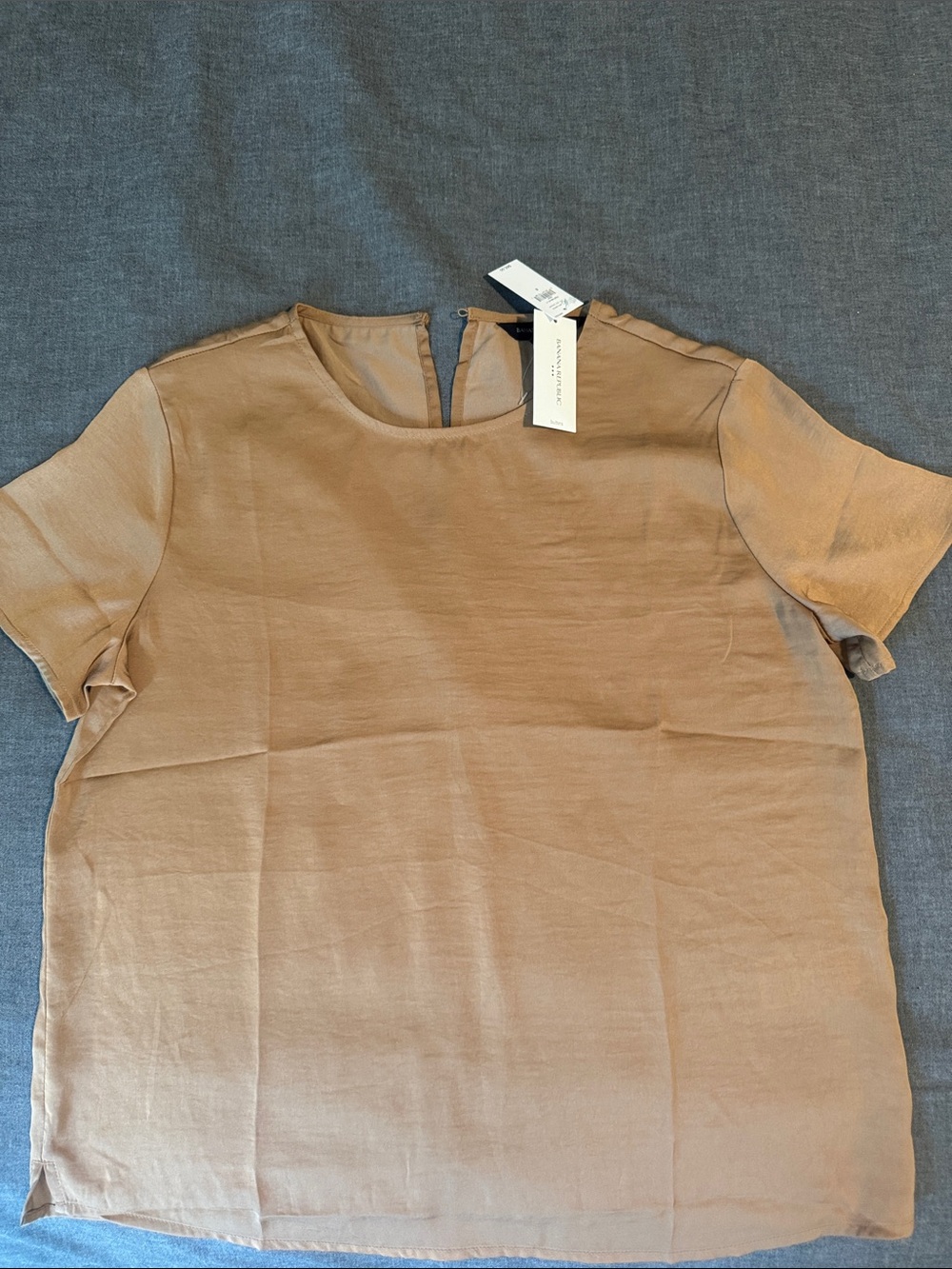 Banana Republic Short Sleeve Crewneck Blouse in Tan